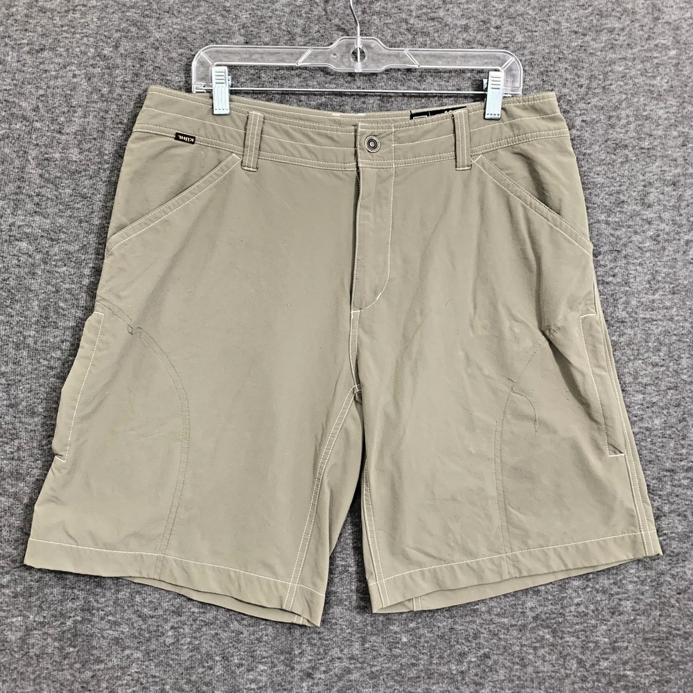Kuhl Renegade Nylon Shorts Tan Mens 36 Hiking Outdoor Performance Gorp 10" READ